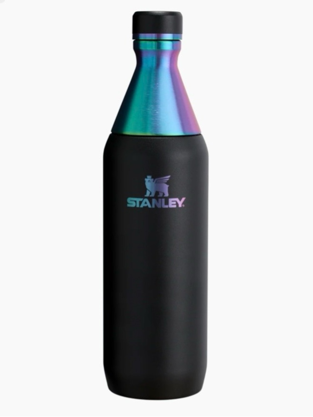 NWT Stanley Black Chroma Bottle with Iridescent Blue-Green-Purple Neck - 20oz